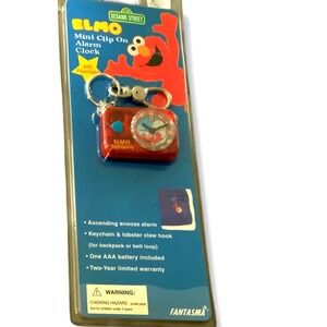 Vintage Elmo Mini Clip‎ On Alarm Clock with Flashlight NEW